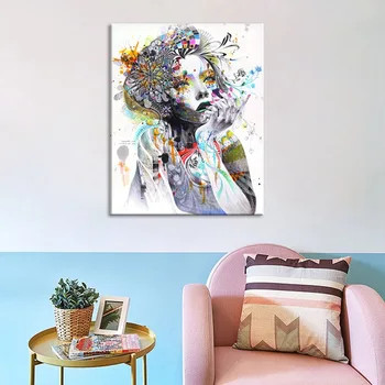 1бр начало декор на Цветя плакат Момиче Интериорни Картини, боядисани стени Абстрактна Пеперуда Стенно изкуство Платно Живопис Спалня Стая Изображение 2