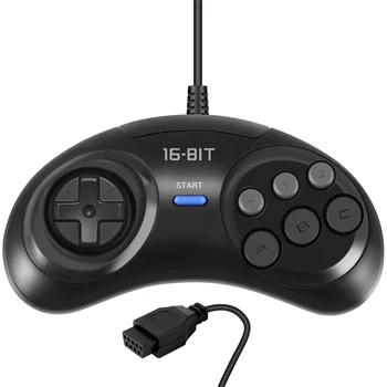 2 бр. Гейм контролер за SEGA Genesis с 16-битова дръжка, геймпад с 6 бутони за игрови аксесоари за SEGA MD, черен