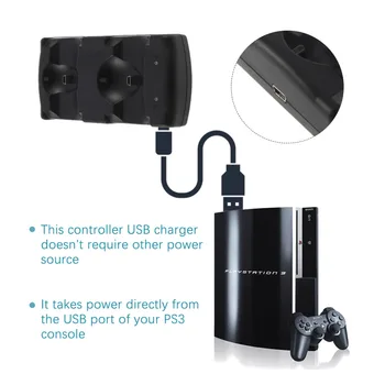 2 в 1 Двойно зарядно устройство ще захранване на зарядно устройство зарядно устройство за Sony PlayStation3 Безжичен контролер за PS3 контролер Горещ по целия свят за ps3 зарядно устройство Изображение 2