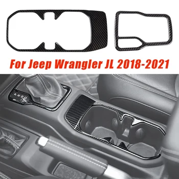 2 елемента Автомобили Рамка за Превключване на Предавките и Предния Капак на Притежателя Чаша Вода За Jeep Wrangler JL 2018-2021 Тампон за Смяна на Предавките