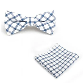 2019 мъжки комплект вратовръзка на шията, вратовръзки-пеперуди, джобна кърпичка в клетка в квадратна ивица, памук подарък, за партита, бизнес Изображение 2