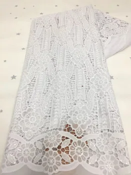 2022 Бяла Африканска Гипюровая Лейси Висококачествени Тъкани От Нигерийски на Чист Френски Дантели, С пайети За Шивашки сватбена рокля HXZ5130