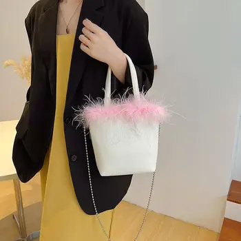 2023 Нова мода верижна плюшен универсална женска чанта Trendy Spicy Момиче, чанта през рамо Y2k с едно рамо