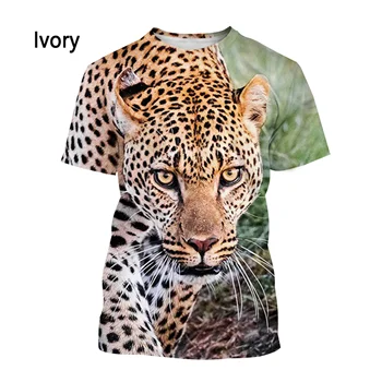 2023 Нова мода Гепард Животно Леопардовый Разпечатки За мъже и жени, Ежедневни тениски с 3D принтом и къси ръкави Изображение 2