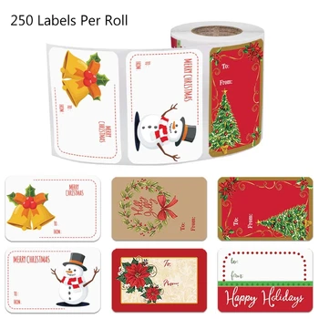 250шт 6 Дизайни на Лепило Регистрирани Тагове За Коледни Подаръци, Коледни Стикери Подарък Стикер Коледни Етикети за Опаковане на Подаръци Декор Изображение 2