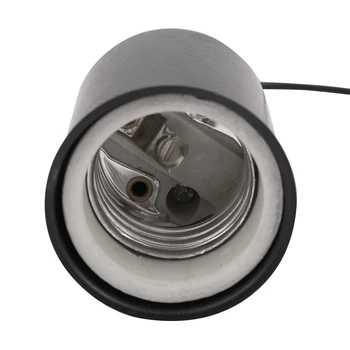 2X Керамика вита база E27, кръгла светодиодна крушка, адаптер за контакта, метален държач на крушката с тел черен цвят Изображение 2