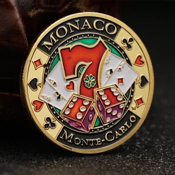32-миллиметровая Възпоменателна Монета Казино Las Vegas Seven, Иконата с Микрорельефной Рисувани, Успех на Вас, Позлатен Медал Specie Изображение 2