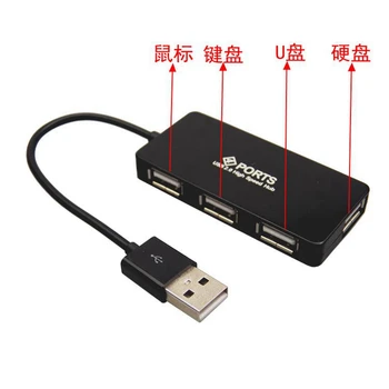 4-портов ултра-висока скорост хъб USB 2.0, increaser захранващ адаптер за лаптоп, PC Изображение 2
