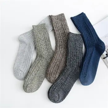 5 двойки еластични мъжки чорапи от смес от вълна, ежедневни зимни топли термоноски, защита от студ, Спортни, туристически кашмир трикотаж носочные на продукта
