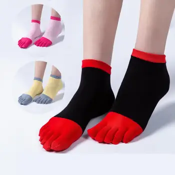 5 чифта чорапи с пет пръста, дамски чорапи със средна дължина, с пет чорапи, памучни есенни дишащи чорапи с фин силует, кавайные чорапи на щиколотке.