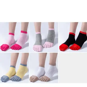 5 чифта чорапи с пет пръста, дамски чорапи със средна дължина, с пет чорапи, памучни есенни дишащи чорапи с фин силует, кавайные чорапи на щиколотке. Изображение 2