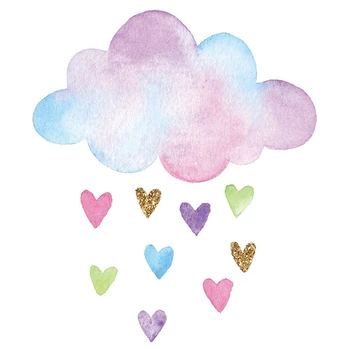 6ШТ стенни стикери, расписанных ръчно разноцветни облаците на любовта, за украса на детската стая, самозалепващи подвижни стикери, лесни за използване