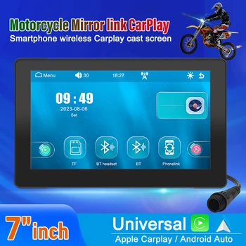 7-инчов преносим GPS навигатор за мотоциклети, водоустойчив дисплей Carplay, безжичен екран на Android Auto GPS за мотоциклети