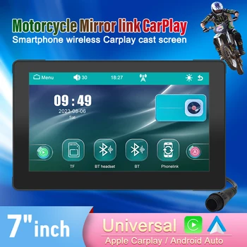 7-инчов преносим GPS навигатор за мотоциклети, водоустойчив дисплей Carplay, безжичен екран на Android Auto GPS за мотоциклети Изображение 2