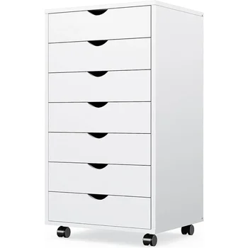 7 Шкаф - скрин Шкаф за съхранение на Дървен скрин, бял чекмедже, Дървена тъканта, мебели за офиса, дома