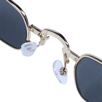 8X Ретро пънк очила, прозрачни квадратни слънчеви очила, дамски Ретро слънчеви очила, мъжки Метални рамки-черно, сиво и златен Изображение 2
