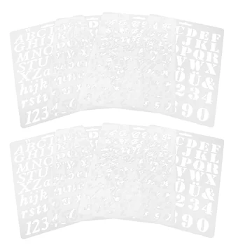8шт Шаблони Шаблони с букви Листове Пластмасов шаблон за colorization работи с числа и знаци