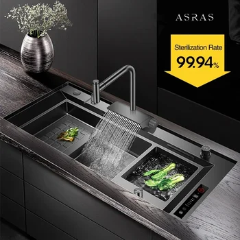 ASRAS 11550 NJH, едрогабаритна интелигентна кухненска мивка за почистване, скорост мивка ръчно изработени, ултразвукова Умна Кухненски остров мивка за почистване