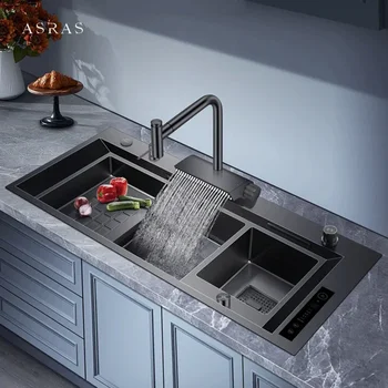 ASRAS 11550 NJH, едрогабаритна интелигентна кухненска мивка за почистване, скорост мивка ръчно изработени, ултразвукова Умна Кухненски остров мивка за почистване Изображение 2