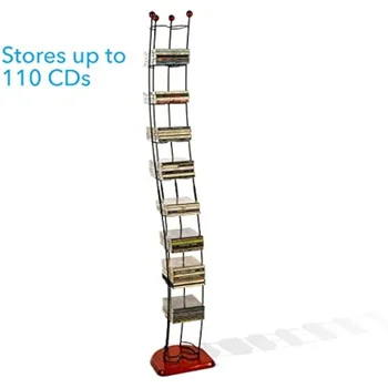 Atlantic Wave Тел CD Tower - с капацитет 110 cd-та от стомана и дърво и черни череши, PN1316 Изображение 2