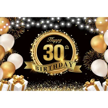 Avezano 30th 40th 50th Birthday Фон, Блестящи Златни балони, Декор за Юбилейна партита Фон за снимки Подпори за фото студио Изображение 2