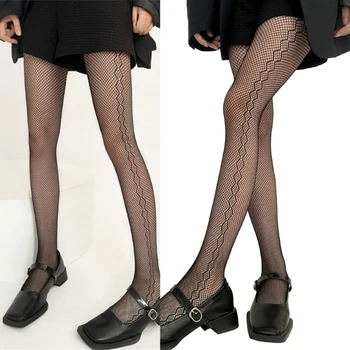 B36D, японски готически жакард чорапогащи, Секси мрежести чорапогащници с изрези за жени