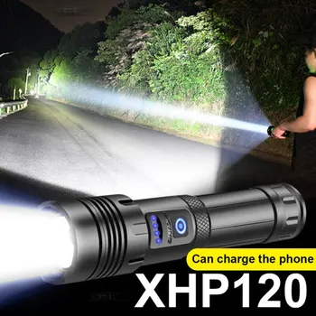 C2 XHP120 Тежкотоварни Led Фенерче XHP90 High Power Факел Light Акумулаторна Тактически Фенер 26650 Usb Къмпинг Лампа Изображение 2