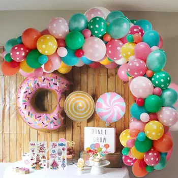 Candyland Тема Балон Венец Арка Комплект Понички, Сладолед, Бонбони Фолио Балони за рождения Ден на Бебе Душ Момиче Вечерни Украса Изображение 2