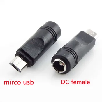 DC 5,5 *2,1 мм Щепсела от Контакта към Micro USB Конектор За Захранване на Датчиците Жак Адаптер за Зарядно за Лаптоп/ Таблет/ Мобилен Телефон