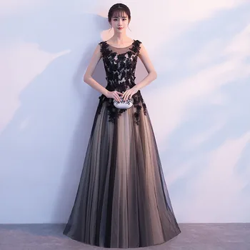 DongCMY Черни банкетни вечерни рокли, Дълги 2024 Нова Достойна атмосферата е Елегантна рокля за сватбеното парти за жени