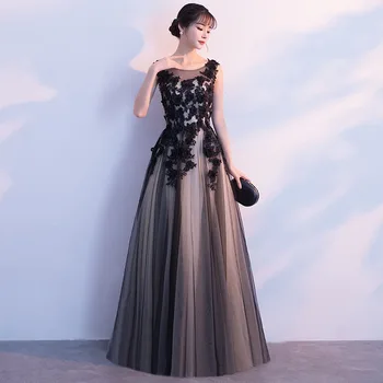 DongCMY Черни банкетни вечерни рокли, Дълги 2024 Нова Достойна атмосферата е Елегантна рокля за сватбеното парти за жени Изображение 2