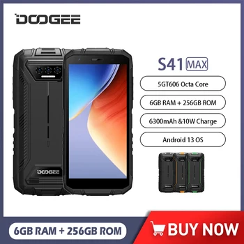 DOOGEE S41 Max Здрав Android смартфон 13 6 GB ram + 256 GB ROM 5,5-инчов HD + Восьмиядерный Мобилен телефон 13MP 6300 ма 4G Мобилен телефон NFC