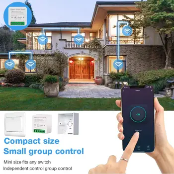 eWeLink Zigbee 16A MINI Smart Switch, автоматичен прекъсвач с подкрепата на 2-позиционен таймер за управление, безжичен превключвател работи с Алекса Google Home Изображение 2