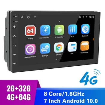 FM-приемник мултимедиен плейър Авто радио 7 инча, Bluetooth, WiFi 4G-LTE GPS, 2G / 4G RAM Android 10,0 8-ядрен Огледален Carplay 2 Din