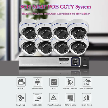 Gadinan 8CH Външно IP66 Водонепроницаемое Мрежа за Видеонаблюдение на НРВ Откриване на Движение Комплект за Домашно Наблюдение Метална IP Камера за Сигурност Изображение 2
