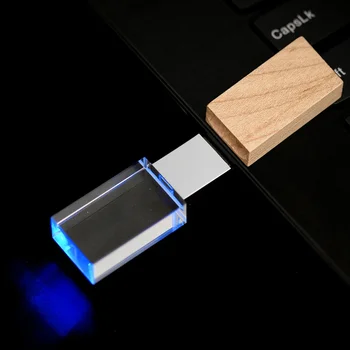 JASTER Цветни Led Crystal USB 2.0 Флаш Устройства, 128 GB Безплатен Потребителски Логото на Писалка-Устройство Шапка Сватбена Фотография Подарък USB-Памет от 64 GB Изображение 2