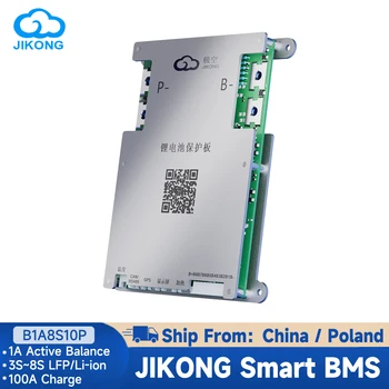 JK BMS B1A8S10P с топлинна буркан RS485 за 4S ~ 8S LiFePO4, Литиево-йонна LTO Батерия 100A Charge Discharge Smart JIKONG BMS