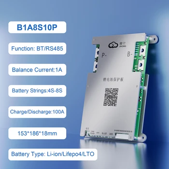 JK BMS B1A8S10P с топлинна буркан RS485 за 4S ~ 8S LiFePO4, Литиево-йонна LTO Батерия 100A Charge Discharge Smart JIKONG BMS Изображение 2