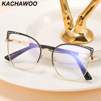 Kachawoo против blue light очила в метални голям рамка черен леопардовый бял женски котешко око очила в рамки женски популярни подаръци за рожден ден
