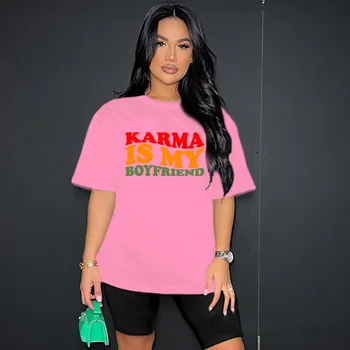 Karma Is My Гадже, дамски тениски със забавни букви, тениска Harajuku Summer Fashion Y2k, реколта риза в стил Гръндж 2000-те години, женска тениска Изображение 2