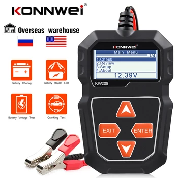KONNWEI KW208 12V от 100 до 2000CCA, тестер за добив и зареждане, анализатор на зареждане на батерията, Автомобилен тестер на батерията, Автомобилен тестер на батерията