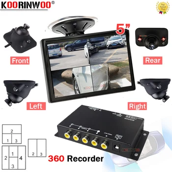 Koorinwoo Switch 360 DVR Рекордер Парковочная Система 4-Канална Сплит-Бокс Лявата от Дясната Страна на Предната камера за Задно виждане IR Подсветка За Автомобилен Монитор