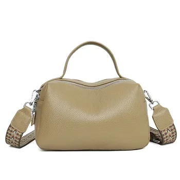 KP06 Чанта от естествена кожа, модни дамски чанта през рамо, однотонная чанта-тоут от телешка кожа, Модерен чанта-тоут