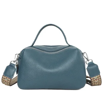 KP06 Чанта от естествена кожа, модни дамски чанта през рамо, однотонная чанта-тоут от телешка кожа, Модерен чанта-тоут Изображение 2