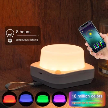 Led smart лека нощ с управлението на приложение Bluetooth, рассеивающая лампа, акумулаторна чрез USB, за прикроватной нощни шкафчета в спалнята, интериор на работния плот, подарък, нощна светлина за настроение