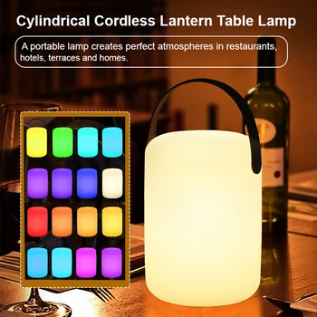 Led с лампа, водоустойчив Безжична настолна лампа, умно дистанционно за управление на RGB led туризъм лампа, преносима нощна лампа за декор на стаята