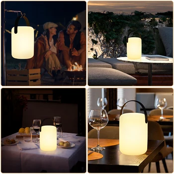 Led с лампа, водоустойчив Безжична настолна лампа, умно дистанционно за управление на RGB led туризъм лампа, преносима нощна лампа за декор на стаята Изображение 2