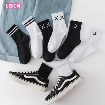 LISCNUnisex Черно-Бялата Двойка, Посветена На Скейтборд, Възли Ежедневни Спортни Модни Чорапи