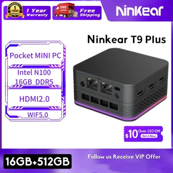 Ninkear Mini PC T9 Plus Windows 11 16 GB DDR5 Intel в n100 512 GB SSD WIFI 5.0 е Настолен Компютър, Лаптоп за Бизнес-лаптоп