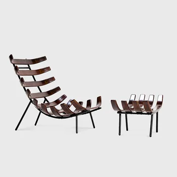 Nordic Comfort Единична Диван-стол с възглавница, стол, за да си площ от кожа и неръждаема стомана, стол Барселона Изображение 2